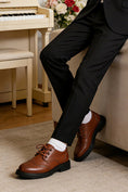 Cargar la imagen en la vista de la galería, Boys Brown Baroque Patent Leather Shoes( 4-16 years old)