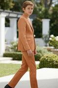 Load image into Gallery viewer, Boys Orange Plaid Single-breasted 2-piece Suits