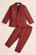 Load image into Gallery viewer, Boys Red Tartan Plaid Single-breasted 2-piece Suits