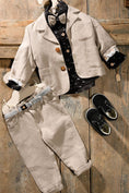 Load image into Gallery viewer, Boys Beige Linen-blend Single-breasted 2-piece Suits