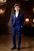 Cargar la imagen en la vista de la galería, Boys' Vintage Luxury Three-Piece Suit Set With Patchwork Satin