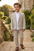 Bild in Galerie-Betrachter laden, Boys Beige Pinstripe Linen-blend Single-breasted 2-piece Suits