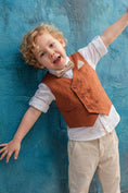 Bild in Galerie-Betrachter laden, Boys Reddish Linen Blend Double-breasted Vest