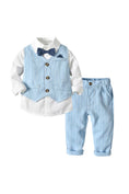 Load image into Gallery viewer, Boys Light Blue Striped 2-piece Set