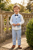 Load image into Gallery viewer, Boys Light Blue Striped 2-piece Set