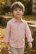 Charger l'image dans la visionneuse de la galerie, Boys Pink Simple Long-Sleeved Cotton Shirt