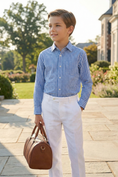 Bild in Galerie-Betrachter laden, Boys' Blue And White Checkered Vacation Long-Sleeved Shirt