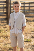 Bild in Galerie-Betrachter laden, Boys Beige Cardigan Vest And Shorts