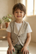 Cargar la imagen en la vista de la galería, Boys Striped Single-Button Turtleneck Vest