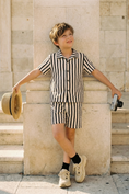 Charger l'image dans la visionneuse de la galerie, Boys Black And White Striped Shirt 2-piece Set
