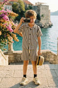 Charger l'image dans la visionneuse de la galerie, Boys Black And White Striped Shirt 2-piece Set