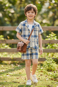 Bild in Galerie-Betrachter laden, Boys Blue And White Checkered Short Suit 2-piece Set