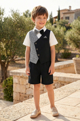 Load image into Gallery viewer, Boys Black And White Striped Pattern 2-Piece Set