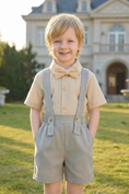 Bild in Galerie-Betrachter laden, Boys Light Gray And Blue Minimalist Denim Overalls