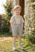 Bild in Galerie-Betrachter laden, Boys Light Gray And Blue Minimalist Denim Overalls