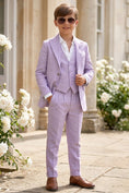 Charger l'image dans la visionneuse de la galerie, Boys Lavender Linen Blend 3-piece Suit