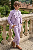 Charger l'image dans la visionneuse de la galerie, Boys Lavender Linen Blend 3-piece Suit