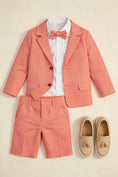 Load image into Gallery viewer, Boys Coral Linen Blend 2-piece Set