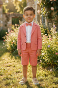 Load image into Gallery viewer, Boys Coral Linen Blend 2-piece Set