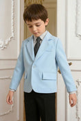 Cargar la imagen en la vista de la galería, Boys Sky Blue Blazer & Black Trousers 2-Piece Suit