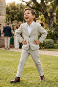 Bild in Galerie-Betrachter laden, Boys Light Grey Check Single-breasted 2-piece Suits