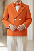 Load image into Gallery viewer, Boys Orange Blazer & White Trousers 2-Piece Suit