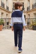 Cargar la imagen en la vista de la galería, Blue Striped Shawl Long Sleeved Shirt