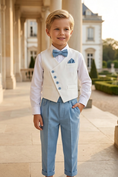 Bild in Galerie-Betrachter laden, Blue White Irregular Single Breasted 2-Piece Set
