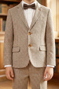 Load image into Gallery viewer, Boys Brown And White Houndstooth Single-breasted 2-piece Suits