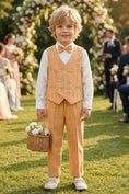 Bild in Galerie-Betrachter laden, Boys Orange Windowpane Check Vest & Trousers Set