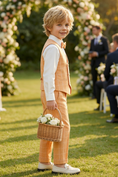 Bild in Galerie-Betrachter laden, Boys Orange Windowpane Check Vest & Trousers Set