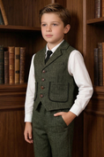 Bild in Galerie-Betrachter laden, Dark Green V-neck Herringbone 2-Piece Set