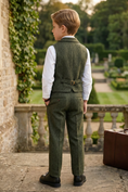 Bild in Galerie-Betrachter laden, Dark Green V-neck Herringbone 2-Piece Set