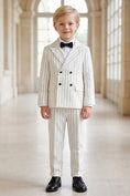 Load image into Gallery viewer, Boys Ivory Pinstripe Double-Breasted 2-Piece Suit
