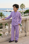 Load image into Gallery viewer, Light Purple Double-Breasted 3-Piece Suit