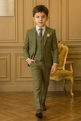 Cargar la imagen en la vista de la galería, Army Green Single-Breasted 3-Piece Suit