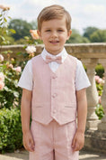 Cargar la imagen en la vista de la galería, Boys Dusty Pink Linen-Blend Vest & Shorts 2-piece Set