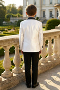 Cargar la imagen en la vista de la galería, Boys White And Black Satin Tuxedo Jacket