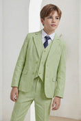 Bild in Galerie-Betrachter laden, Boys Sage Green Linen-Blend 3-piece Suit