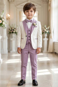 Load image into Gallery viewer, Boys Ivory & Lavender 3-Piece Suit