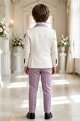 Load image into Gallery viewer, Boys Ivory & Lavender 3-Piece Suit