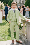 Bild in Galerie-Betrachter laden, Boys Sage Green Linen-Blend 3-piece Suit
