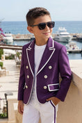 Load image into Gallery viewer, Boys Purple Double-Breasted Blazer