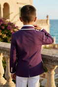 Load image into Gallery viewer, Boys Purple Double-Breasted Blazer