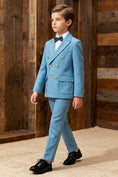 Charger l'image dans la visionneuse de la galerie, Boys Sky Blue Double-Breasted 2-Piece Suit