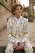 Bild in Galerie-Betrachter laden, Beige Striped Printed 2-Piece Suit