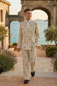 Bild in Galerie-Betrachter laden, Beige Striped Printed 2-Piece Suit