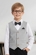 Load image into Gallery viewer, Grey V-neck Striped Vest