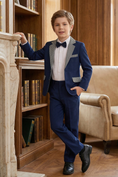 Bild in Galerie-Betrachter laden, Dark Blue Patchwork Plaid 2-Piece Suit