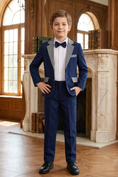 Bild in Galerie-Betrachter laden, Dark Blue Patchwork Plaid 2-Piece Suit